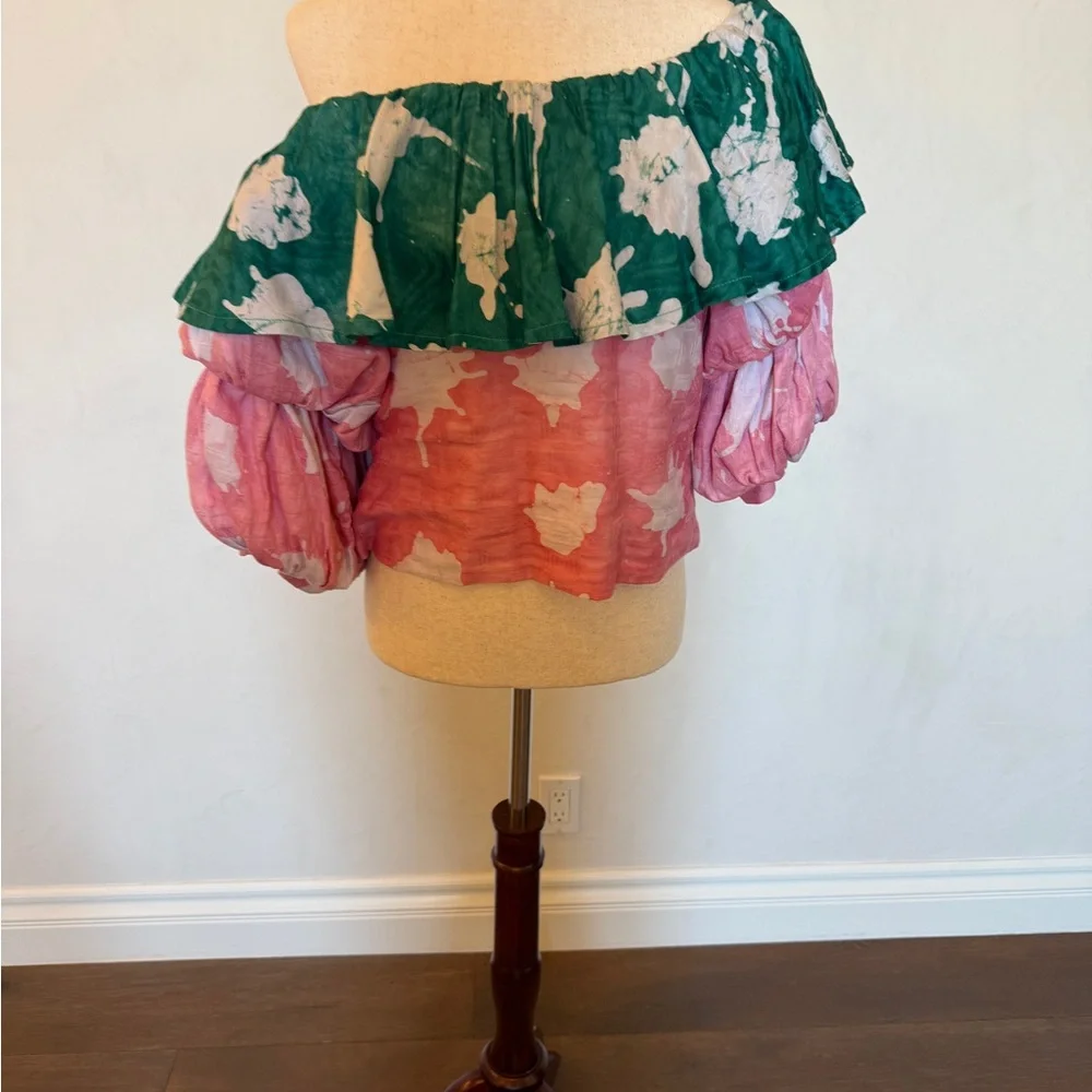 Colorful Off-Shoulder Ruffle Dress - Picture 3 of 6